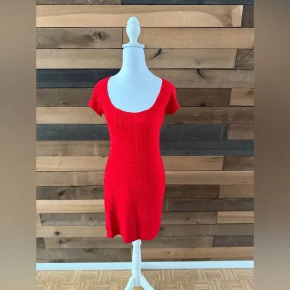 Vintage 90s All That Jazz Red Heart Textured Mini Dress - Picture 11 of 11